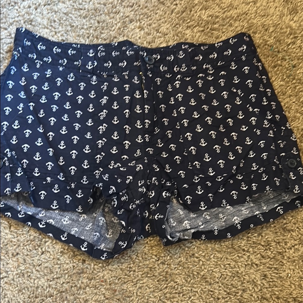 GAP High Waist Navy Anchor Print Shorts